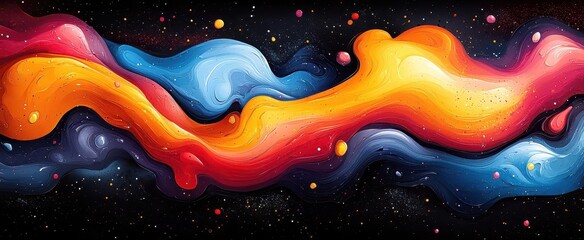 Wall Mural - vibrant abstract wallpaper with fluid organic shapes in bold primary colors geometric elements inter