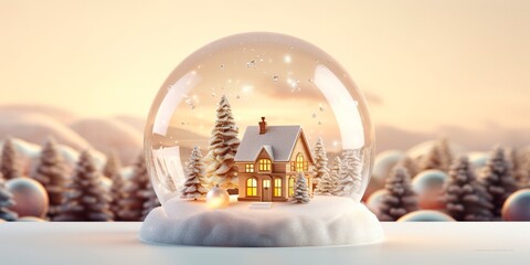 Christmas ball over snowy landscape as background