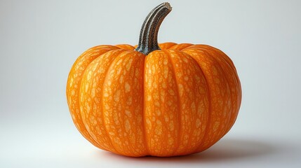 whimsical autumn still life single miniature pumpkin isolated on clean white background warm lighting crisp details celebrating seasonal simplicity