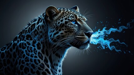 Sticker - Leopard with Blue Flames