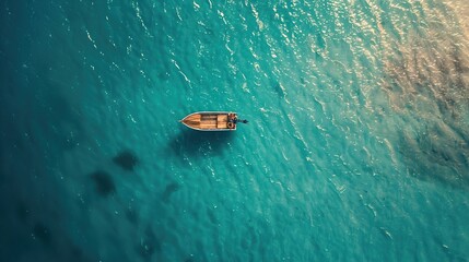 Aerial View of a Boat on the Ocean