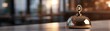 © TENTIP - Close-up of a service bell on a counter in a luxury hotel, with blurred background. Ideal for hospitality and service industry themes.