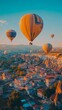 © Valeriia - Inspiring landscape of Cappadocia with hot air balloons and old cave city