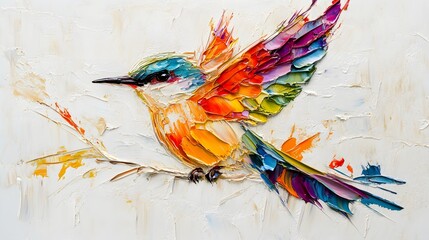 Colorful Birds Oil Painting, Abstract Image, Texture, Pattern Background, Wallpaper, Cover and Screen for Smartphone, PC, Laptop, 9:16 and 16:9 Format