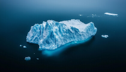 Fototapete - huge white iceberg on the surface of the ocean. block of ice , glacier melting concept. Generative AI
