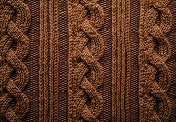 Wall Mural - Brown Knitted Cable Pattern Texture Background