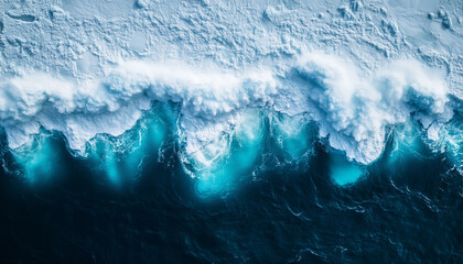 Fototapete - huge white iceberg on the surface of the ocean. block of ice , glacier melting concept. Generative AI