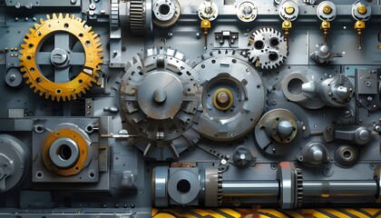 Industrial machinery backdrop depicting the intricate processes of metal manufacturing and machine production techniques