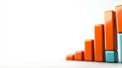 Colorful bar graph showing growth, isolated on white background, representing success in finance or business.