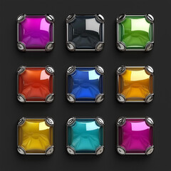 Asset of Colorful glossy buttons for game element, Illustration