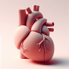 Anatomy and model of the human heart. 3D cartoon simple illustration for medical background.