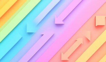 A colorful background with arrows pointing in different directions, representing the concept of diversity and change during product development for graphic design Generative AI