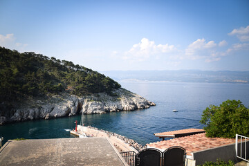 sea view on a clear summer day full of sun. Panorama of the island of Rhodes.	
