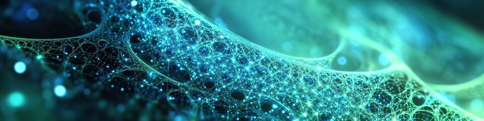 Abstract blue network waves on dark background
