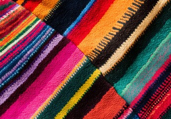 Wall Mural - Vibrant Inca Woven Fabric Texture Detail