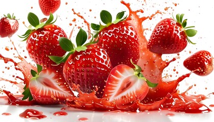 fresh strawberries bursting with juicy goodness against a clean white backdrop