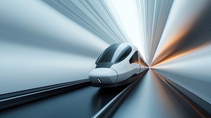 Futuristic highspeed train in a sleek, modern tunnel Created with Generative AI.