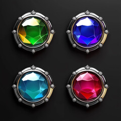 Asset of Colorful glossy buttons for game element, Illustration