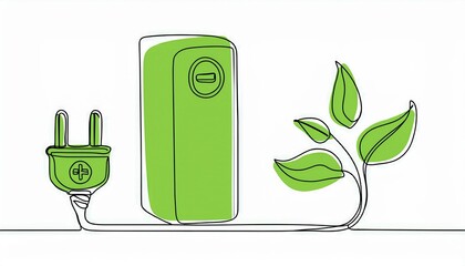 art green energy plug concept, save the planet with green clean energy