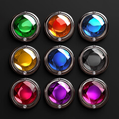 Asset of Colorful glossy buttons for game element, Illustration