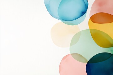 Poster - Colorful Abstract Watercolor Circles on White Background — Modern Minimalist Art