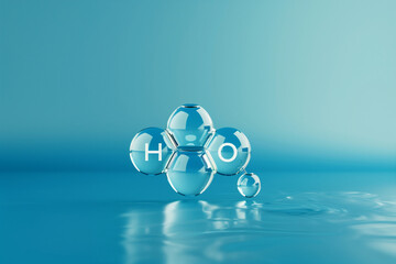 Wall Mural - 3d Illustration of Chemical formula H2O water


