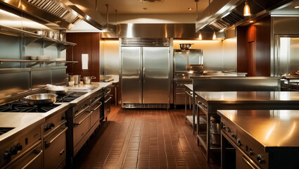 Modern professional empty kitchen in a restaurant