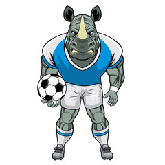 Wall Mural - rhino character football mascot vector illustration design