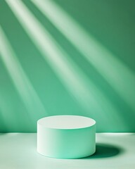 Aufkleber - Vibrant Green and Teal Minimalist Podium in Dynamic Spotlight - Sleek Glossy Mockup for Product Display