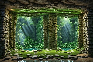 Wall Mural - view from amazing mystical cave portal out