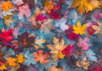 Wall Mural - vibrant autumn leaves texture background
