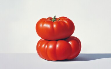 Aufkleber - Stylized Heirloom Tomatoes Balanced Against Light Gray Background for Modern Food Catalog