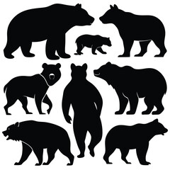 various bear silhouettes black color