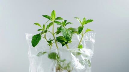 Wall Mural - Green Shoots in Plastic Bag