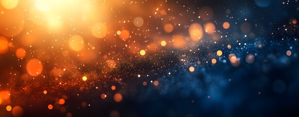 Wall Mural - abstract dark blue gradient background with orange light