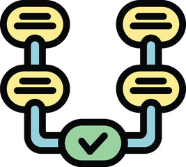 Wall Mural - this colorful vector icon design depicts a data flow ending with a positive outcome