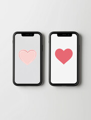 Two smartphones with heart icon