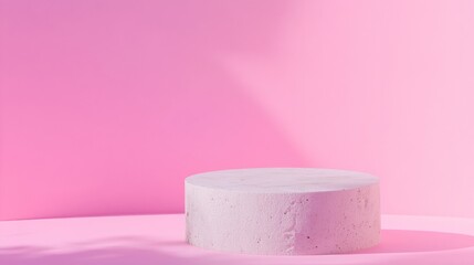 Aufkleber - Minimalist Concrete Podium on Pastel Pink Background with Diffused Lighting and Gradient Effect