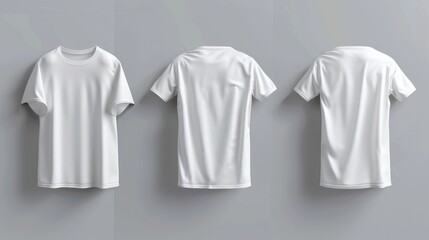 Wall Mural - White T-Shirt Mockup on Grey Background