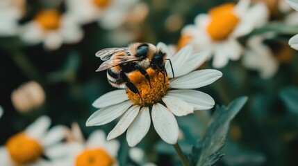 Bee on a Daisy Flower