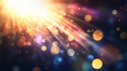 Wall Mural - Bright, colorful light streaks against a black background. These are lens flares, which are the light effects created by cameras. You can use these images for design projects.