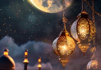 Eid Mubarak Ramadan Kareem Lantern Moon