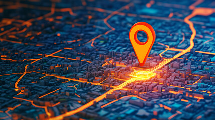 Illustration of a location pin on a map, symbolizing navigation and direction in a creative style.