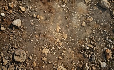 Hyperrealistic Flat Dirt Ground Texture with Rocks