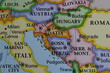 © TomKorcak - close up of the country of Croatia viewed on a wold map as a travel concept. Croatia on a map