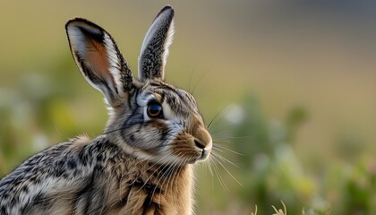 Wall Mural - Ethiopian Highland Hare in Bale Mountains: A Close-Up Encounter with Natures Beauty