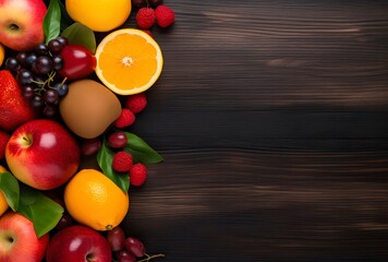 Fresh Fruit Arrangement on Wooden Board