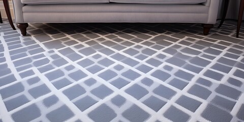 Gray and White Diamond Grid Pattern Carpet