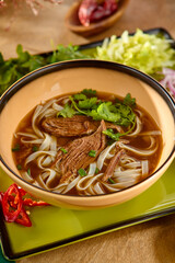 Sticker - Delicious Beef Pho Bo Soup with Fresh Herbs and Rice Noodles