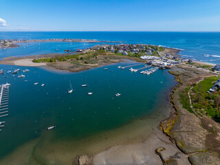 Wall Mural - Scituate Harbor aerial view including First Cliff village in town of Scituate, Massachusetts MA, USA. 